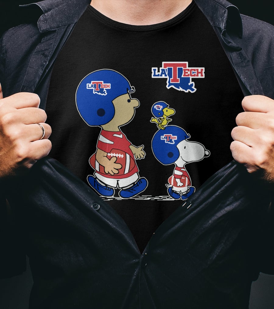La Tech Football Peanuts Characters Snoopy Woodstock T-Shirt