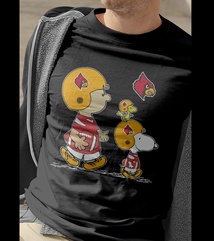 Louisville Cardinals Snoopy Woodstock Football Helmets And Jerseys T-Shirt