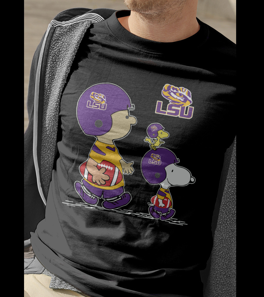 LSU Tigers Snoopy Football Charlie Brown Woodstock T-Shirt