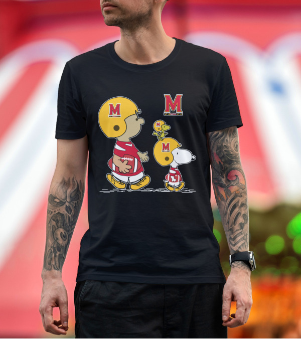 Premium T-Shirt: Maryland Terrapins Snoopy Football Charlie Brown Woodstock Helmet T-Shirt Maryland Terrapins Snoopy Football Charlie Brown Woodstock Helmet T-Shirt