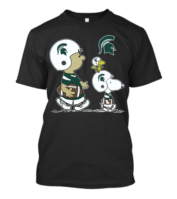 Michigan Spartans Snoopy Woodstock Football Helmet Logo Peanuts T-Shirt