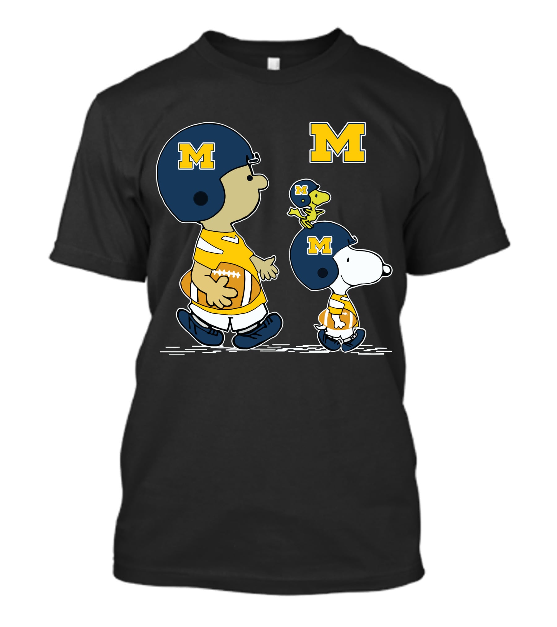 Michigan Wolverines Snoopy And Woodstock Football Helmets T-Shirt