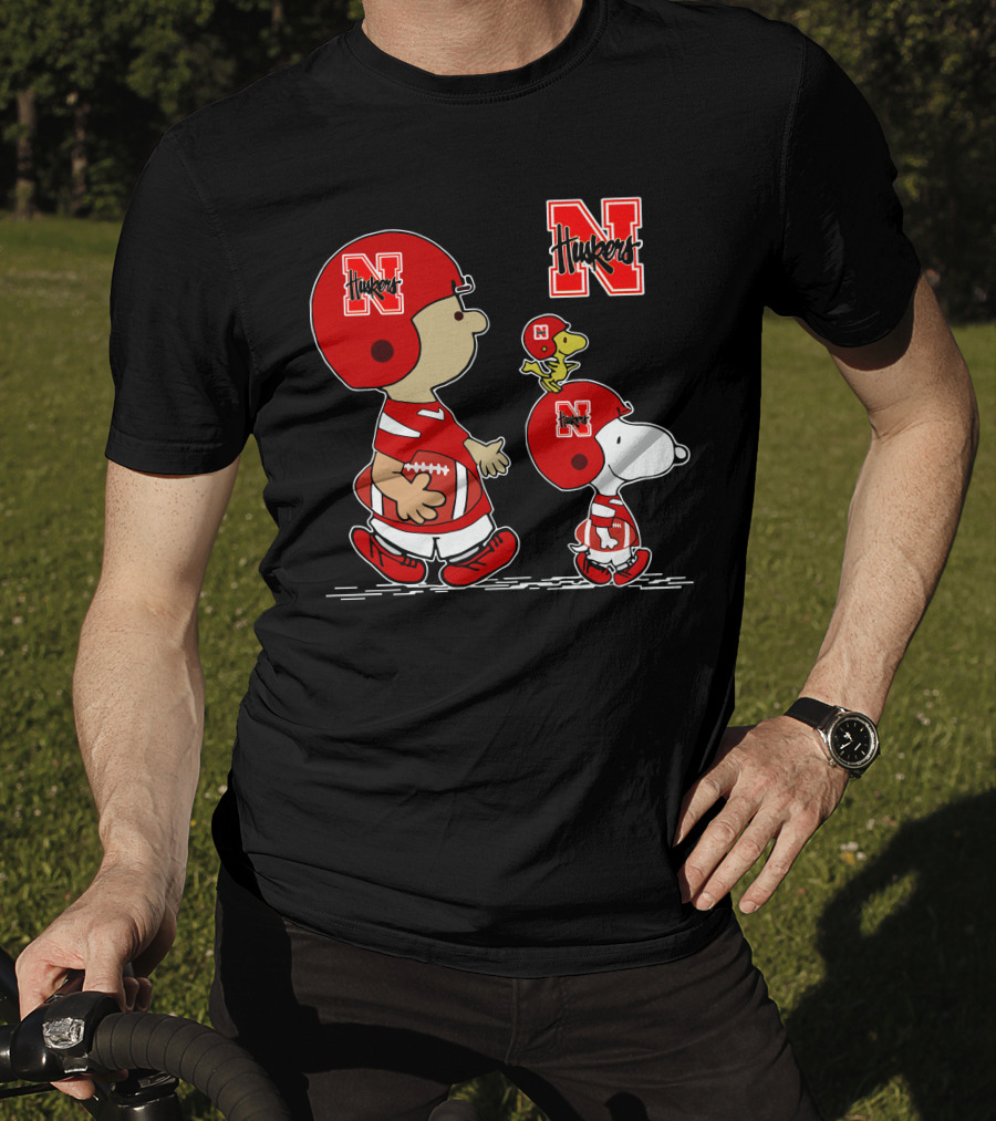 Nebraska Huskers Snoopy Woodstock Football Team Fan Gear T-Shirt
