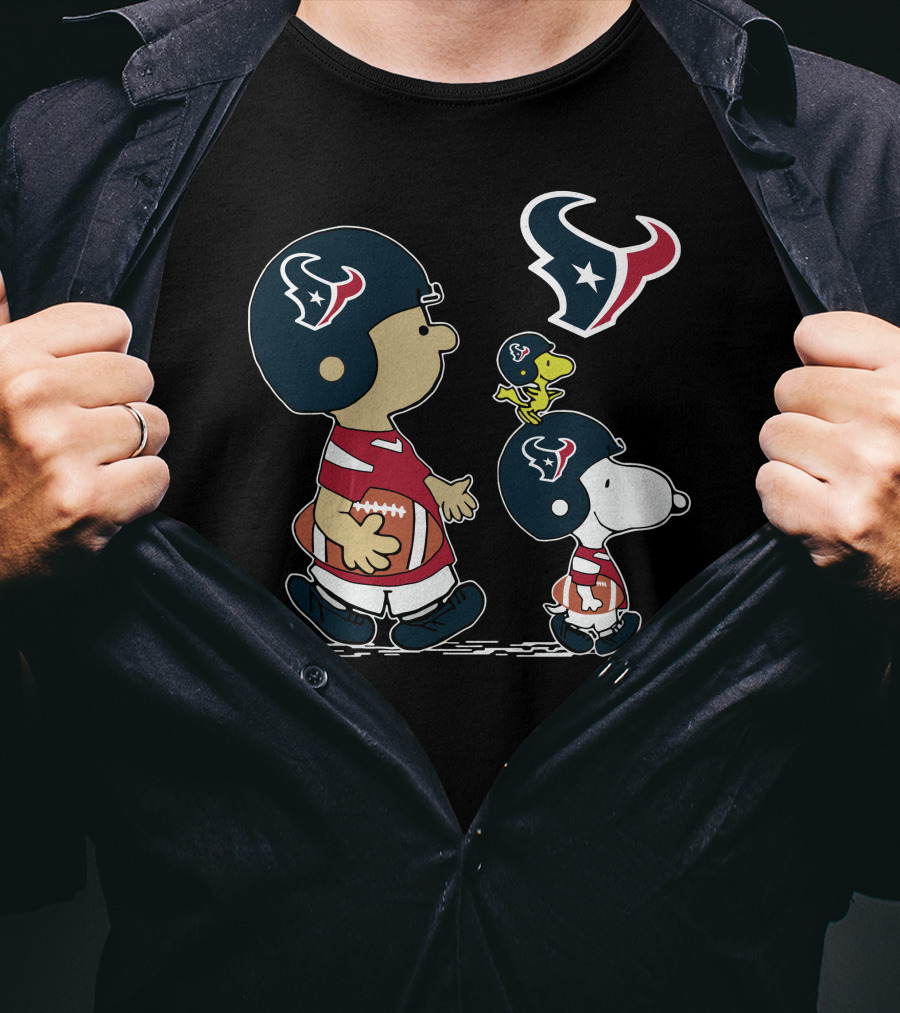 Snoopy Texans Football Charlie Brown Woodstock NFL Fan T-Shirt