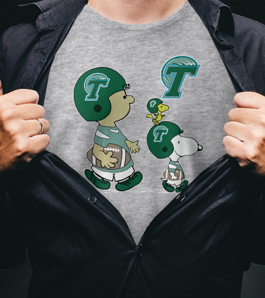 Tulane Football Snoopy And Woodstock Peanuts Characters T-Shirt