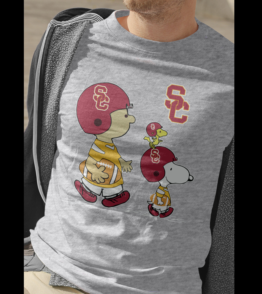 USC Trojans Snoopy Charlie Brown Woodstock Football Helmets T-Shirt