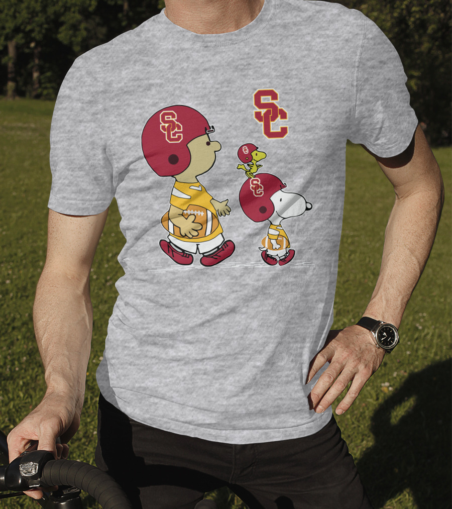 USC Trojans Snoopy Charlie Brown Woodstock Football Helmets T-Shirt