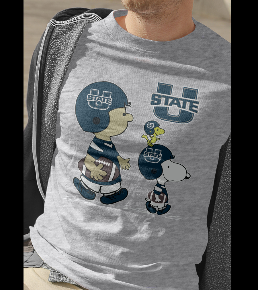 Utah State Football Snoopy And Woodstock Peanuts Characters T-Shirt