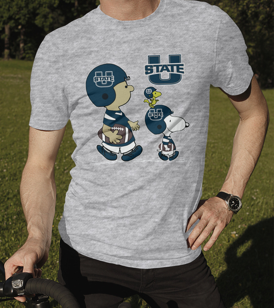 Utah State Football Snoopy And Woodstock Peanuts Characters T-Shirt