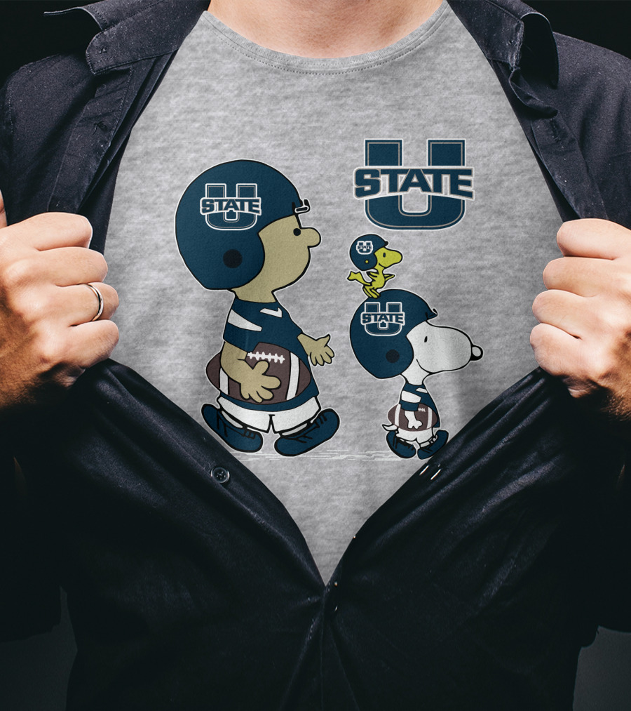 Utah State Football Snoopy And Woodstock Peanuts Characters T-Shirt