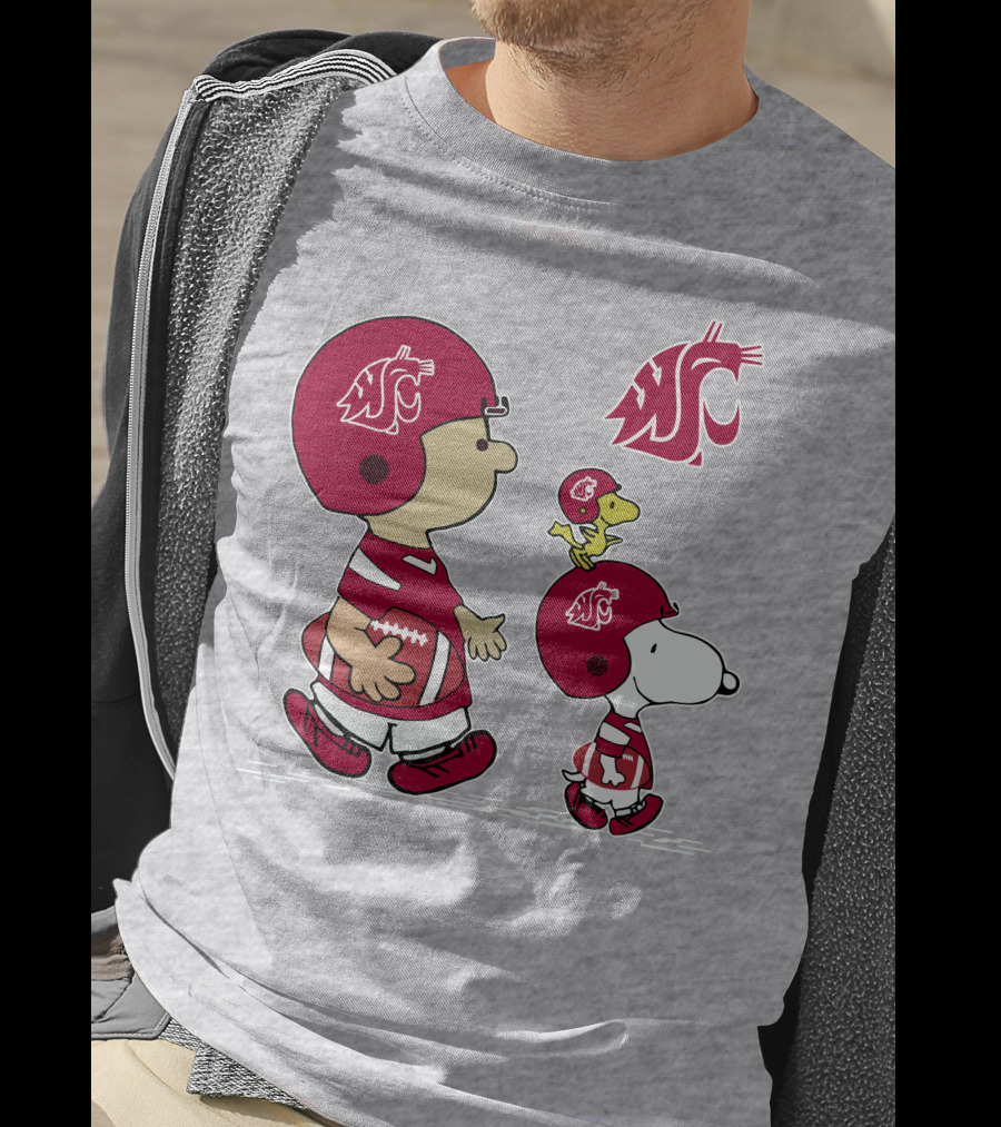 Washington State Cougars Snoopy Football Peanuts T-Shirt