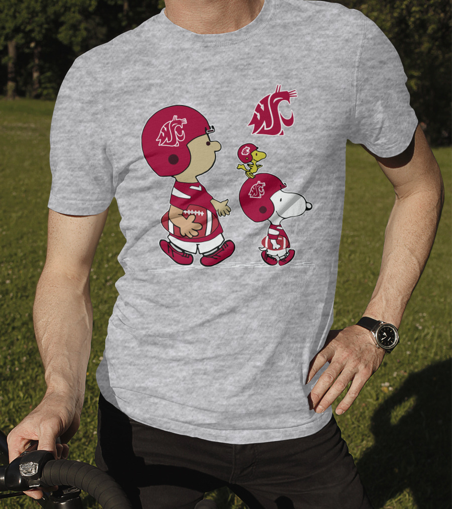 Washington State Cougars Snoopy Football Peanuts T-Shirt