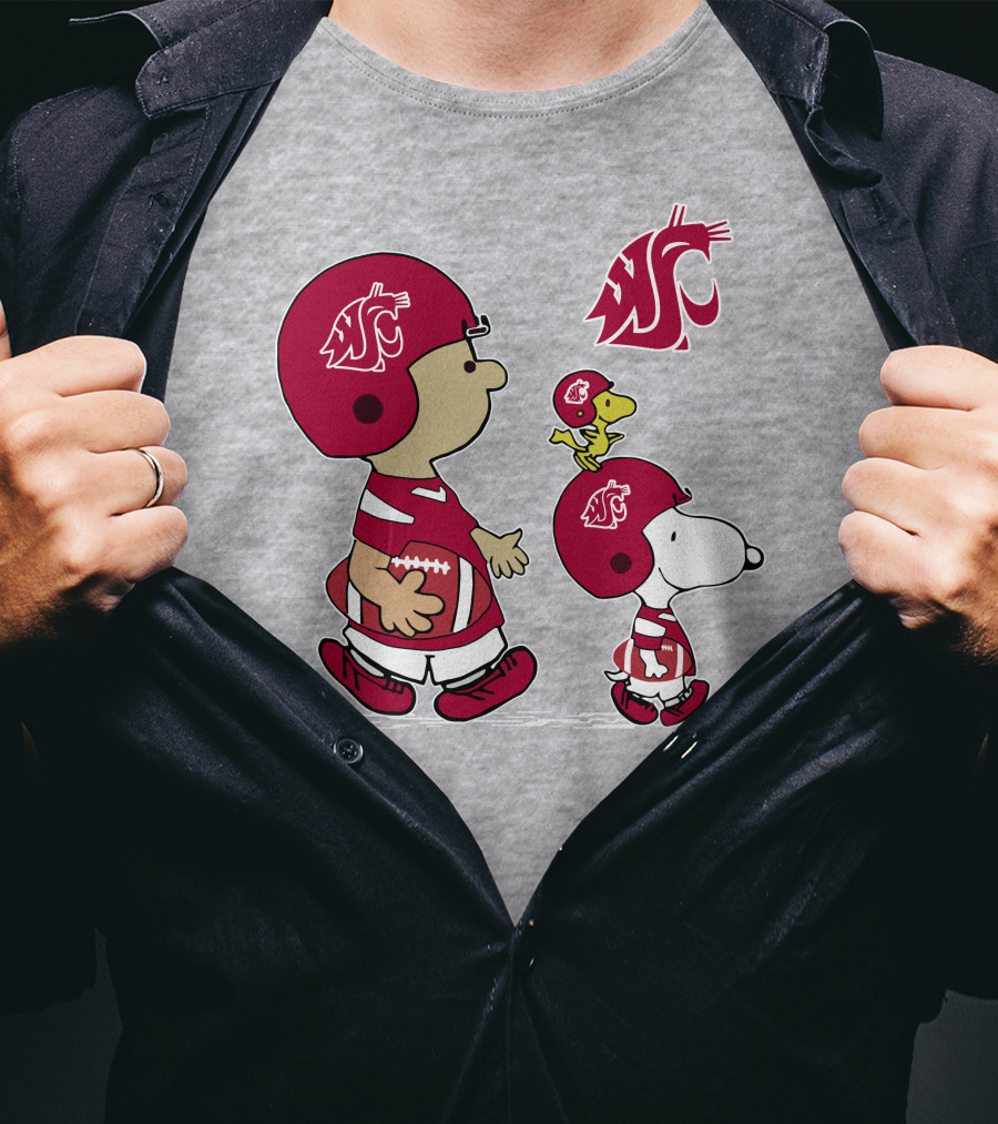 Washington State Cougars Snoopy Football Peanuts T-Shirt