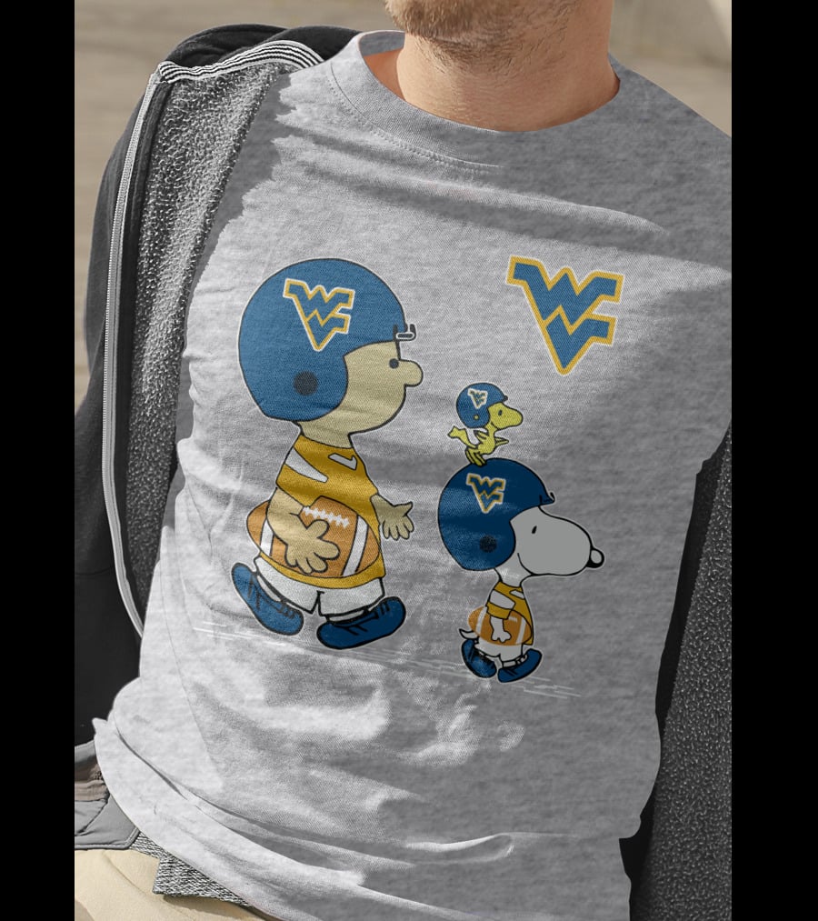 Snoopy WVU Football WV Logo Peanuts Charlie Brown Woodstock T-Shirt