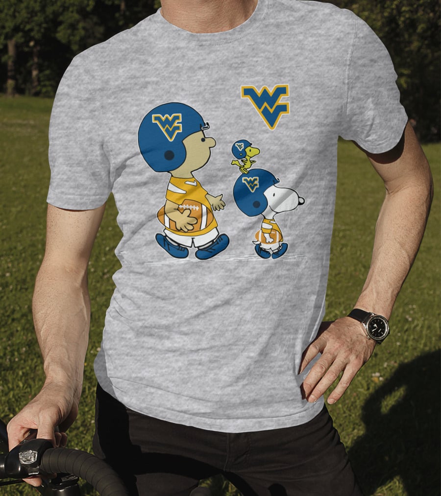 Snoopy WVU Football WV Logo Peanuts Charlie Brown Woodstock T-Shirt
