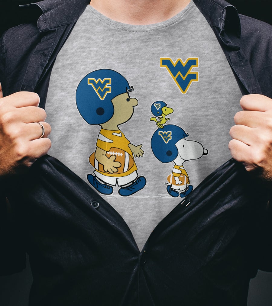 Snoopy WVU Football WV Logo Peanuts Charlie Brown Woodstock T-Shirt