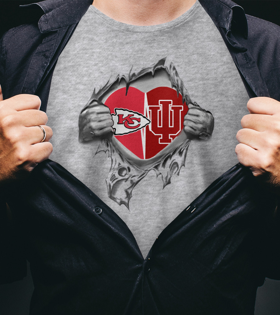 Kansas City Chiefs Indiana Hoosiers Heart T-Shirt