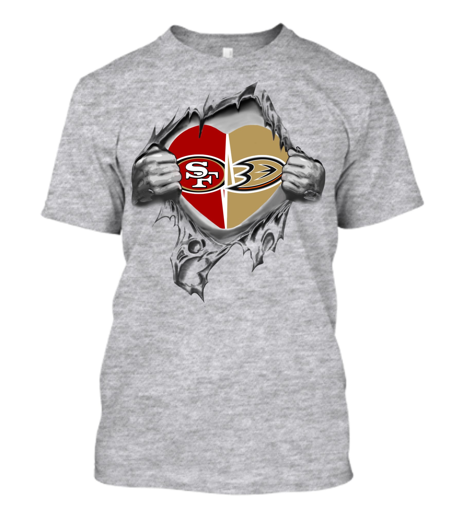 SF 49ers Anaheim Ducks Heart T-Shirt