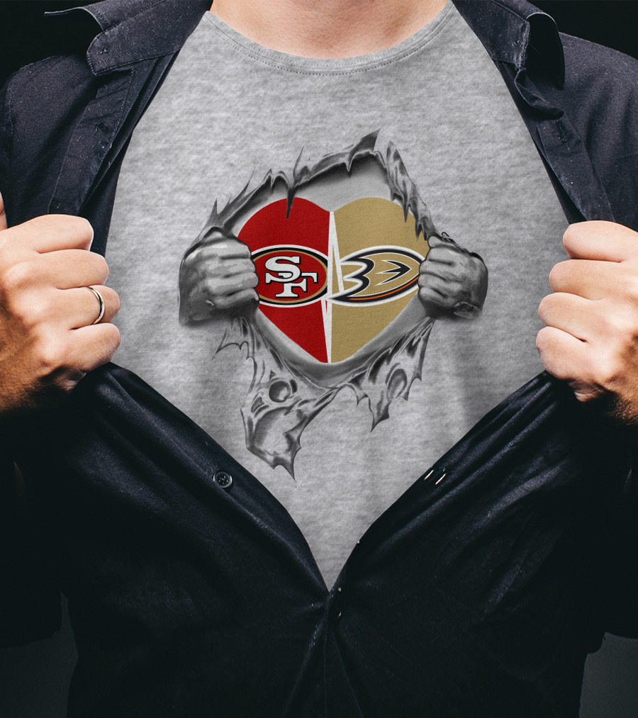SF 49ers Anaheim Ducks Heart T-Shirt