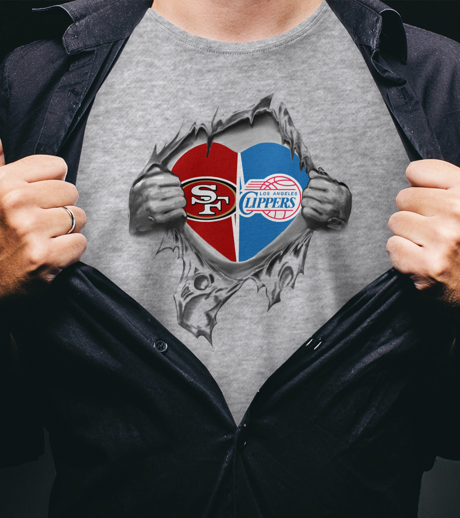 SF 49Ers Los Angeles Clippers Heart T-Shirt