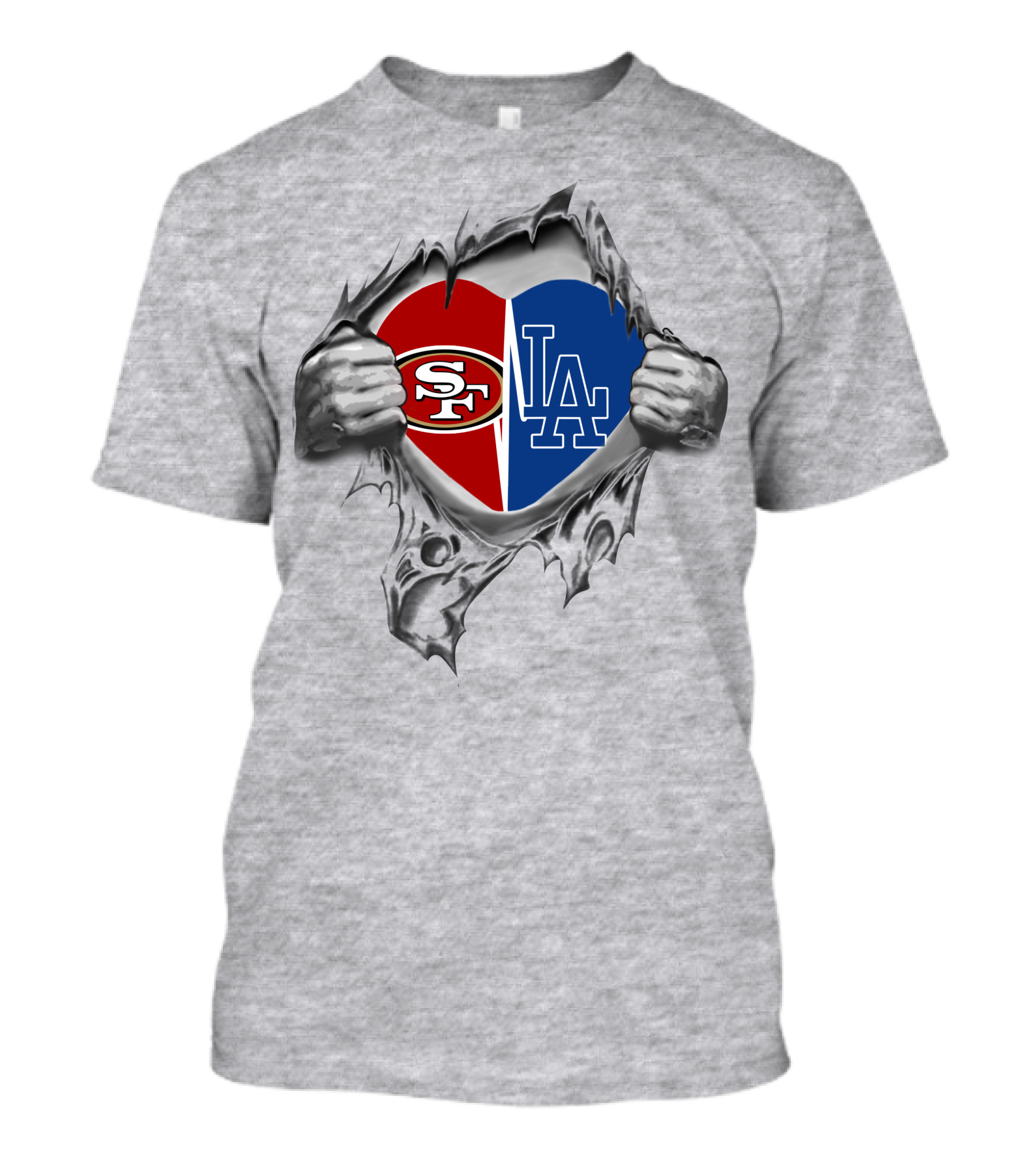 SF 49Ers LA Dodgers Heart Logo Passion T-Shirt