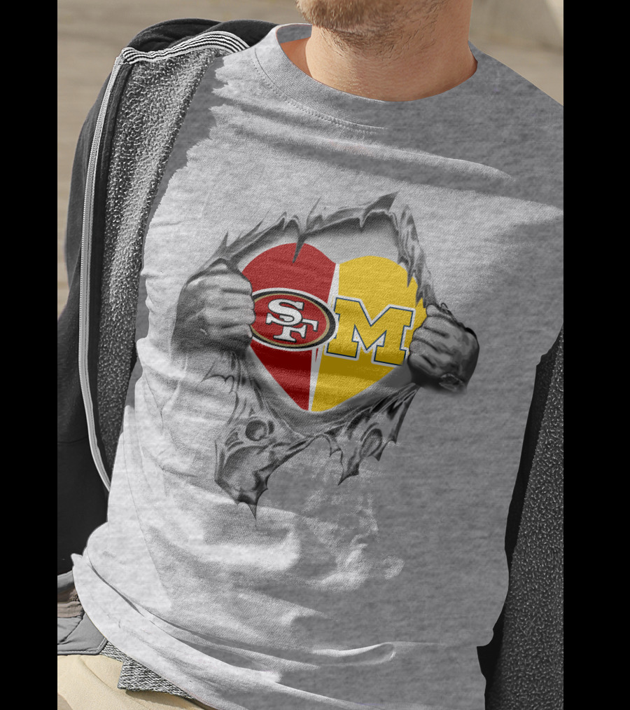 49ers Michigan Wolverines Heart Logo SF M T-Shirt