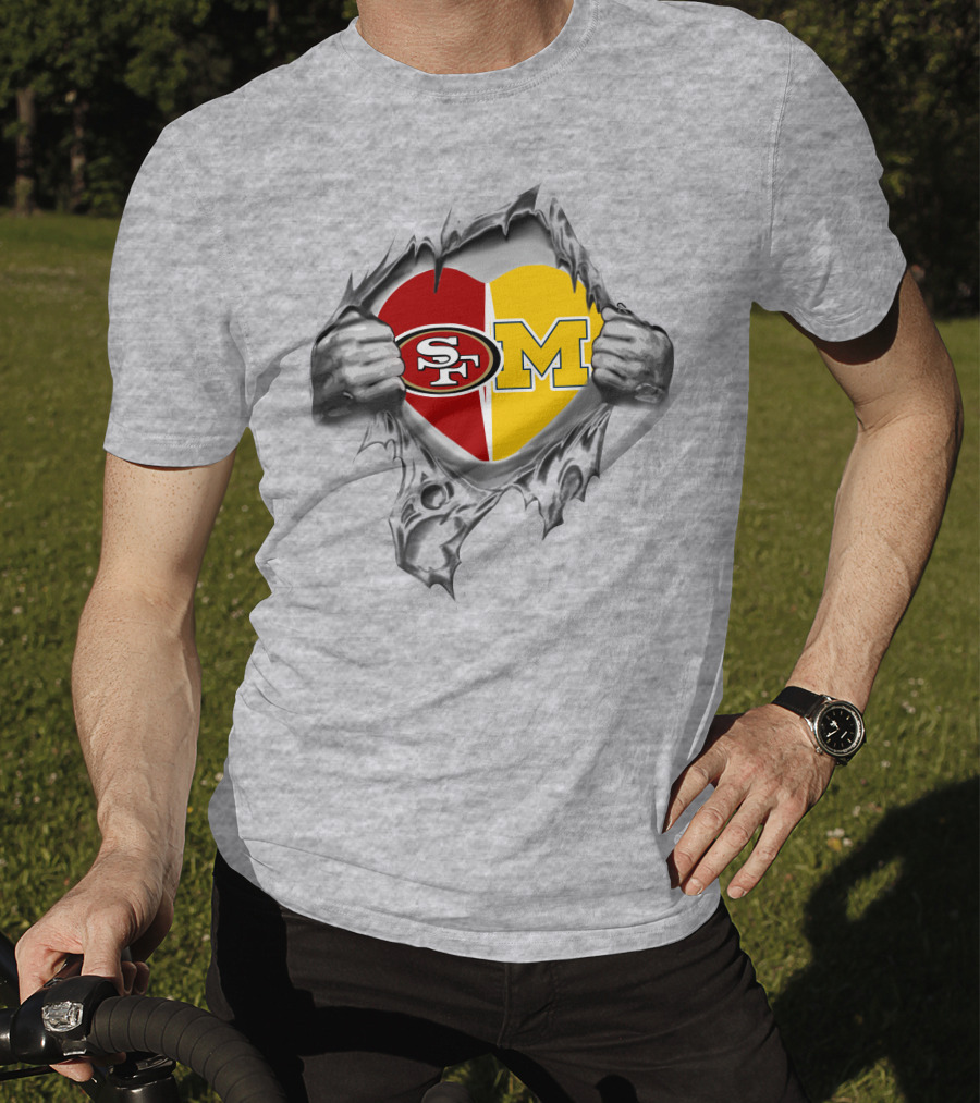 49ers Michigan Wolverines Heart Logo SF M T-Shirt