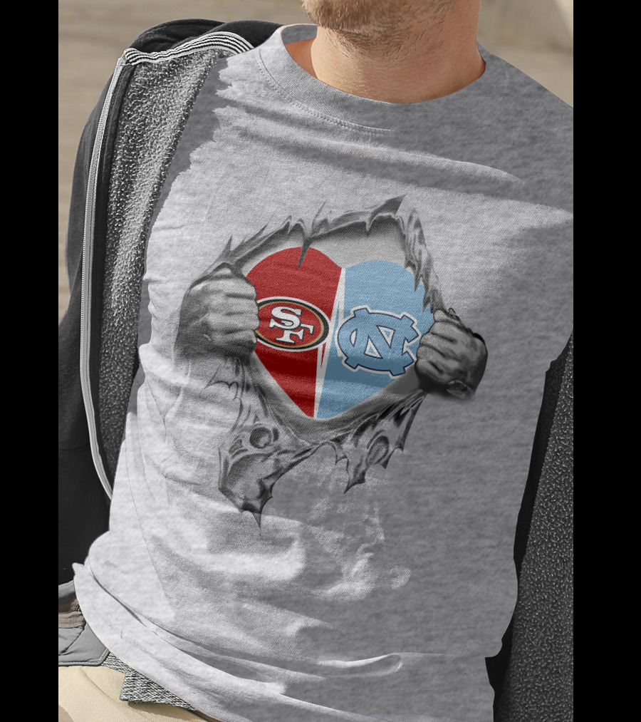 49Ers SF And UNC Tar Heels It's In My Heart T-Shirt