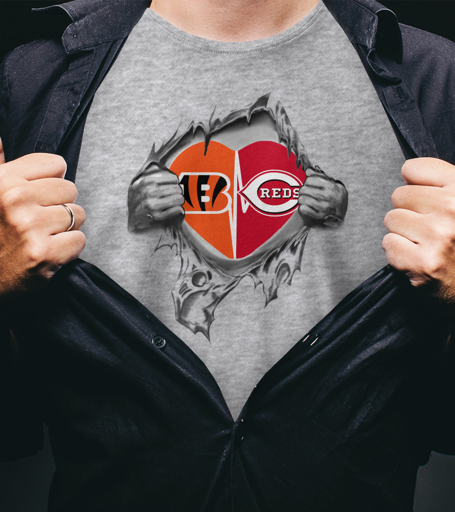 Bengals Reds Heart Cincinnati Sports Fan Passion T-Shirt