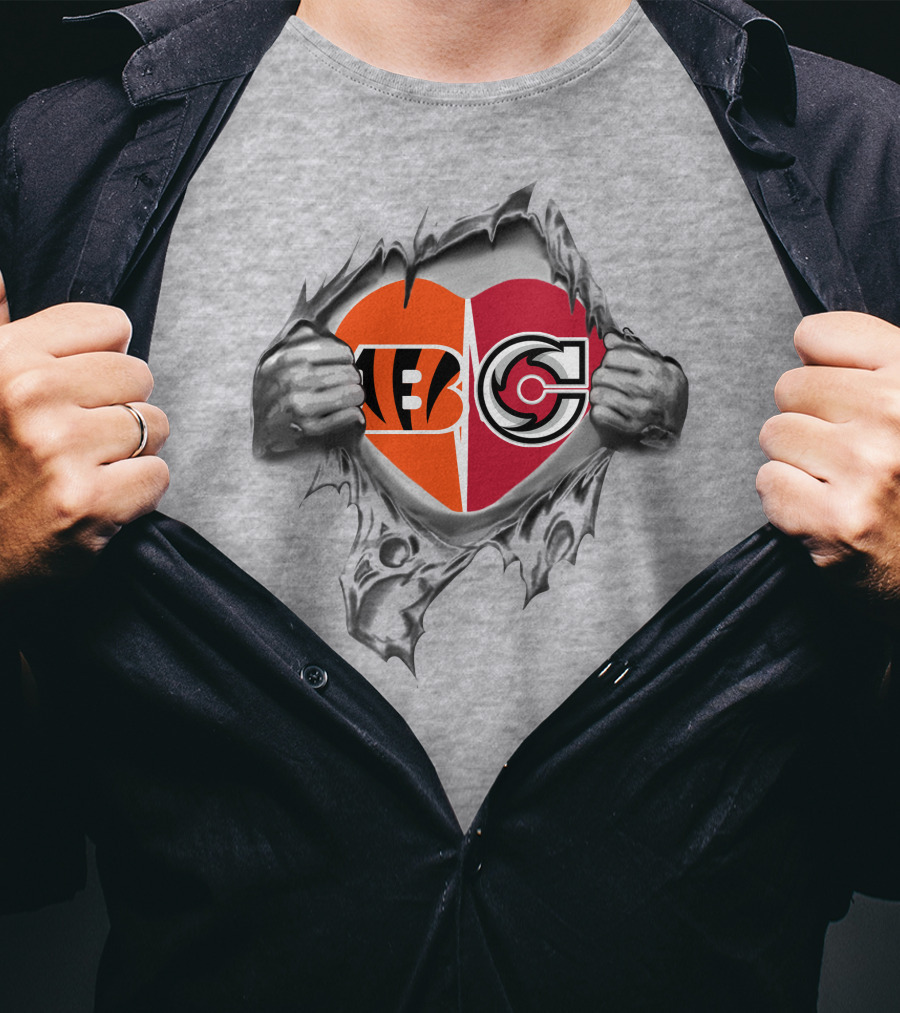 Bengals Cyclones Logo Heart Split T-Shirt