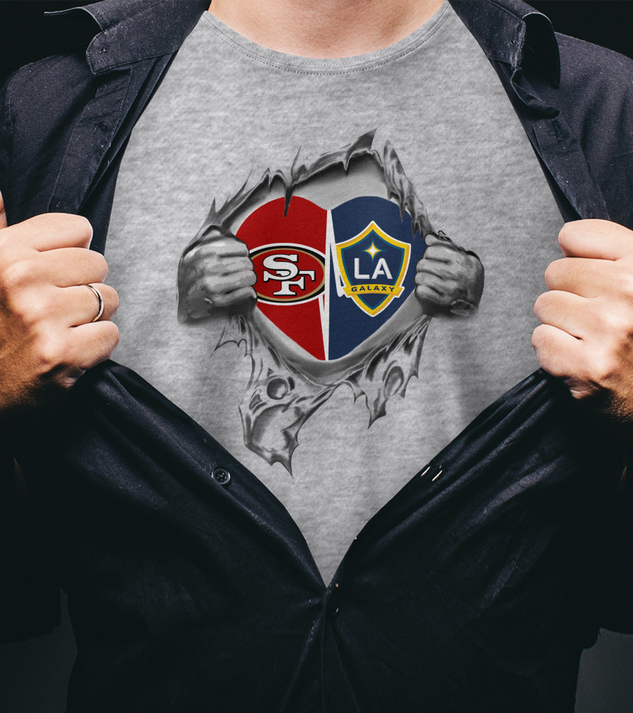 SF 49ers LA Galaxy Heart Symbol With Sports T-Shirt