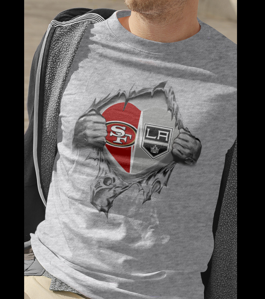 SF 49ers Los Angeles Kings Heart Inside T-Shirt