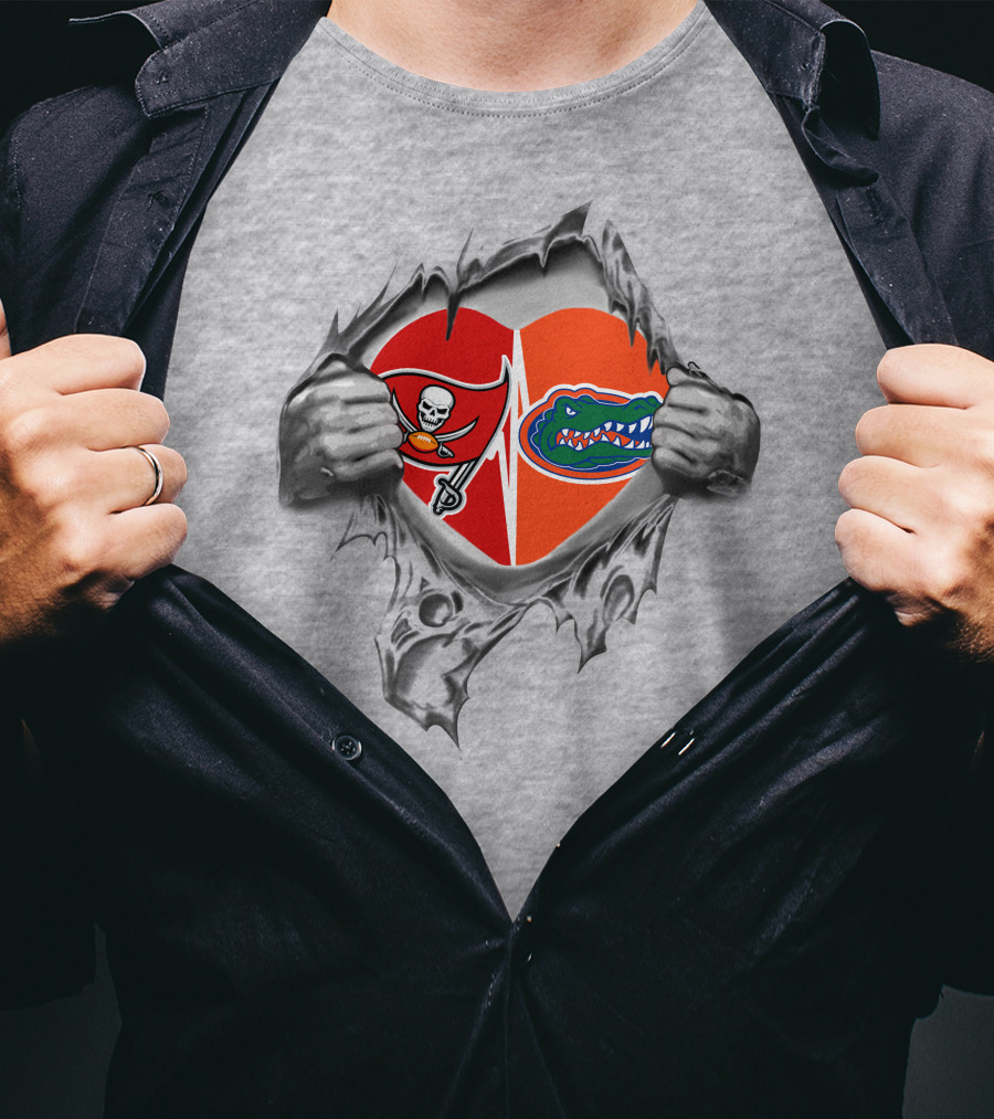 Buccaneers Heartbeat Gators Passion Tear Gray T-Shirt
