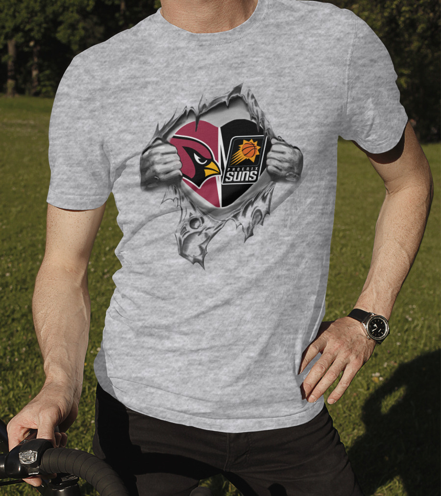Cardinals Suns Heart Phoenix Logos Peeling T-Shirt