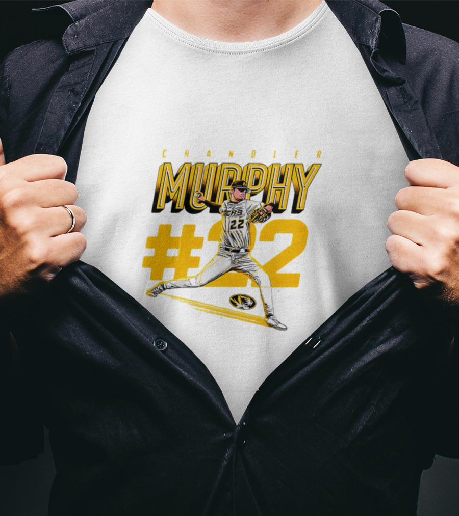 Chandler Murphy Missouri NCAA Baseball #22 Player Action T-Shirt