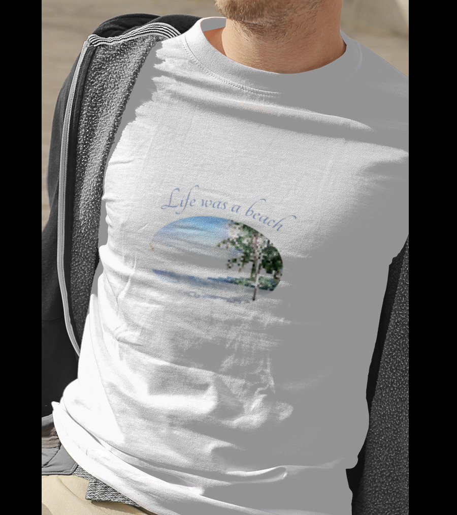 Life Was A Beach Ocean Night Palm Tree Scene T-Shirt