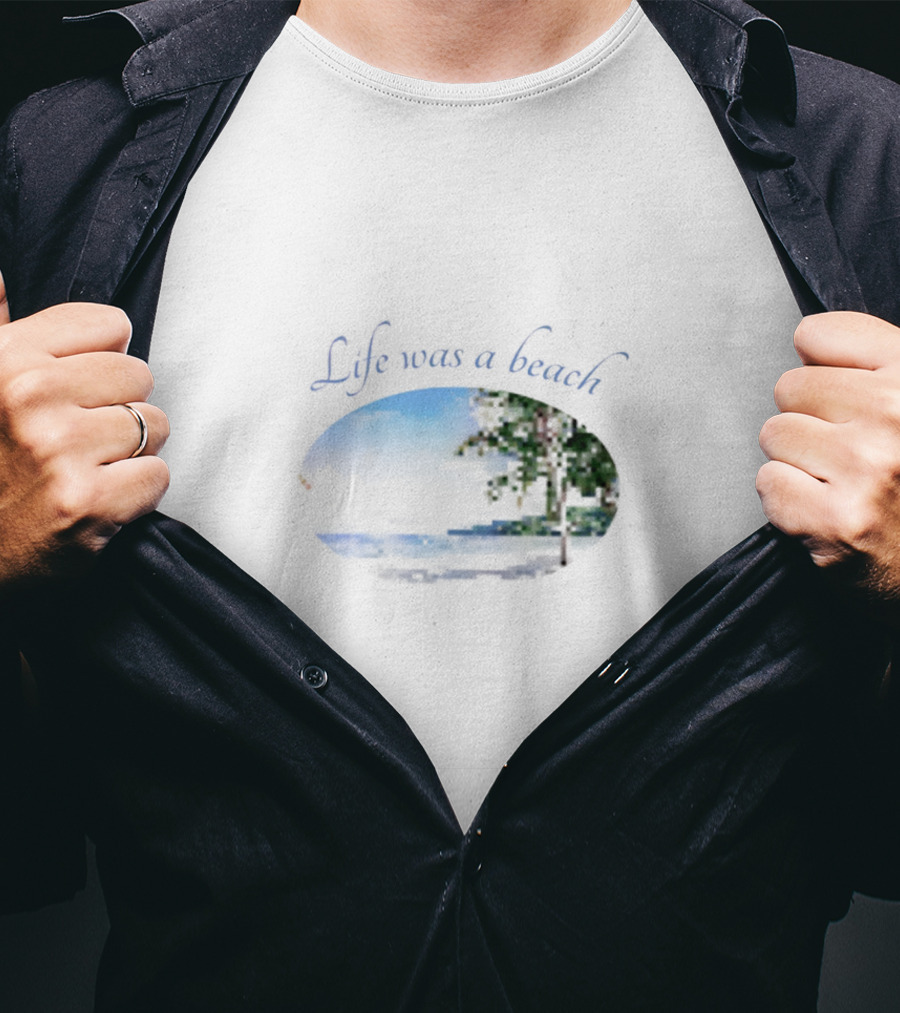 Life Was A Beach Ocean Night Palm Tree Scene T-Shirt