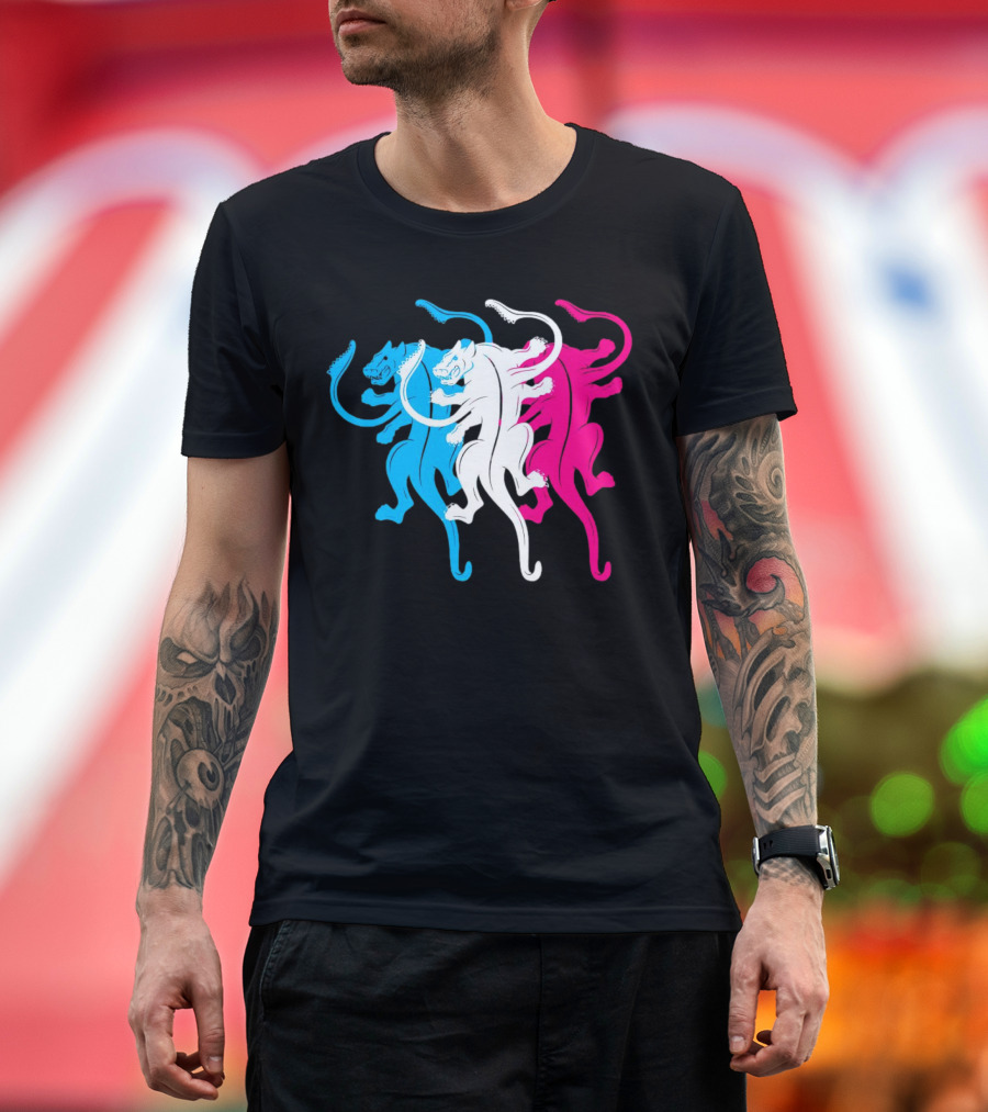 Displaced Blue White Red Panther Trio T-Shirt