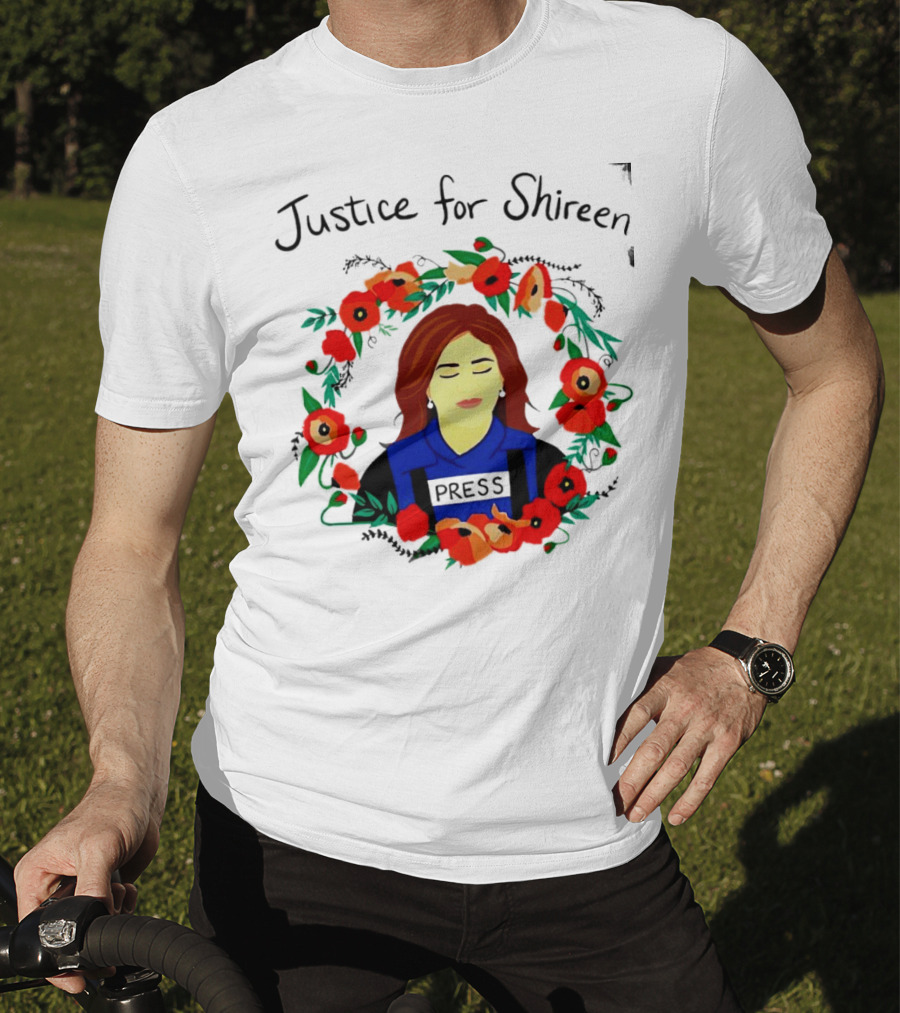 Justice For Shireen Press Floral Wreath T-Shirt