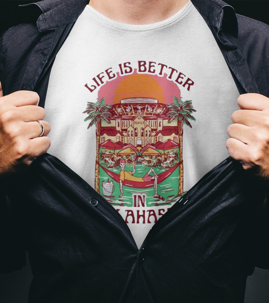 Life Is Better In Tallahassee Skeleton Hammock Scene T-Shirt