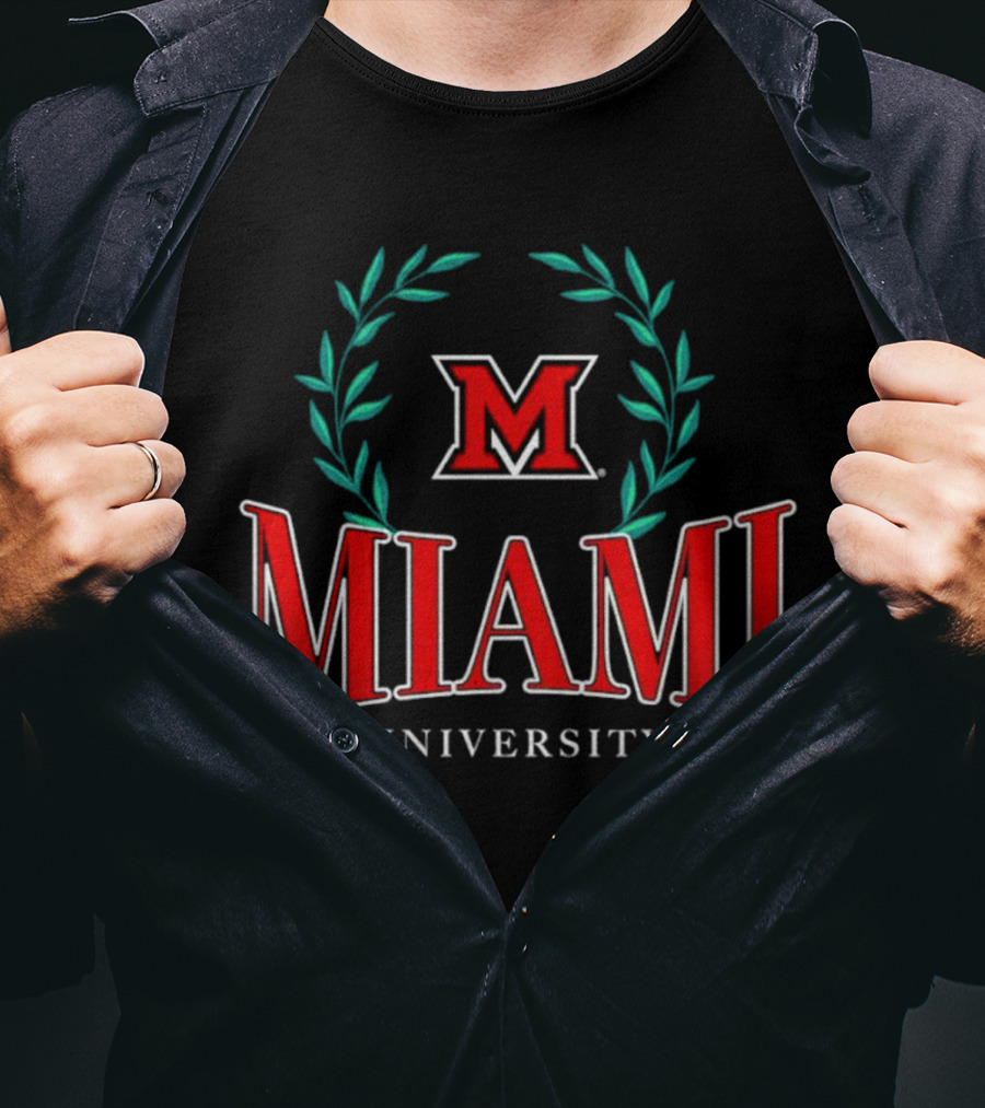 Miami University Red M Laurels Emblem T-Shirt