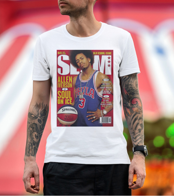 Premium T-Shirt: Old School Issue Slam 84% NBA Poetry Allen Iverson Soul on Ice Philadelphia Basketball Spalding T-Shirt Old School Issue Slam 84% NBA Poetry Allen Iverson Soul on Ice Philadelphia Basketball Spalding T-Shirt