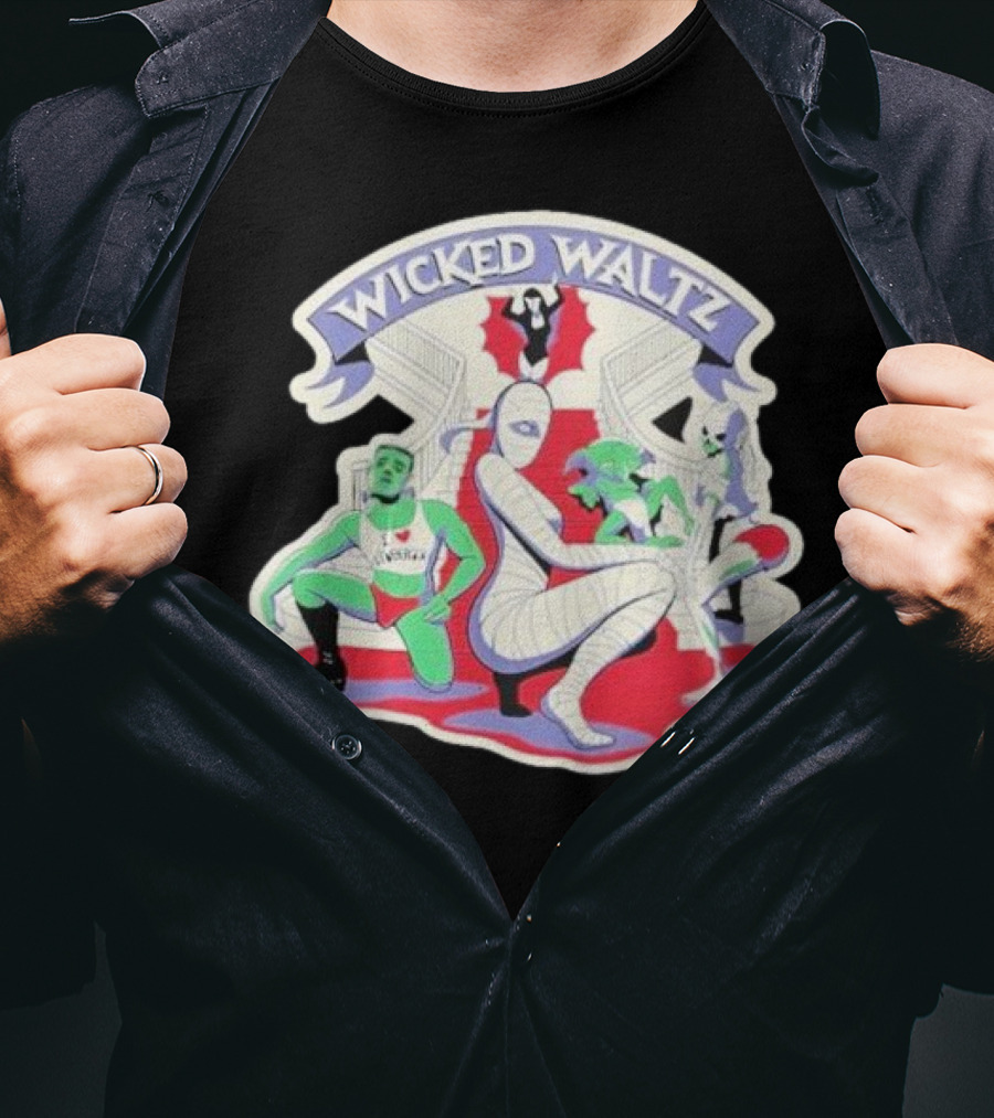 Wicked Waltz Monsters Dracula Frankenstein Mummy Bride T-Shirt