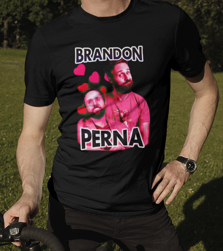 Brandon Perna Heart Icons Red Shirt Pose T-Shirt
