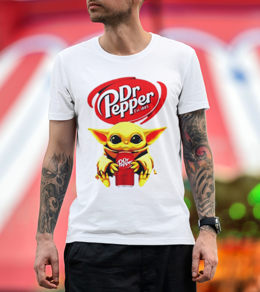 Dr Pepper Baby Yoda Holding Soda Can T-Shirt