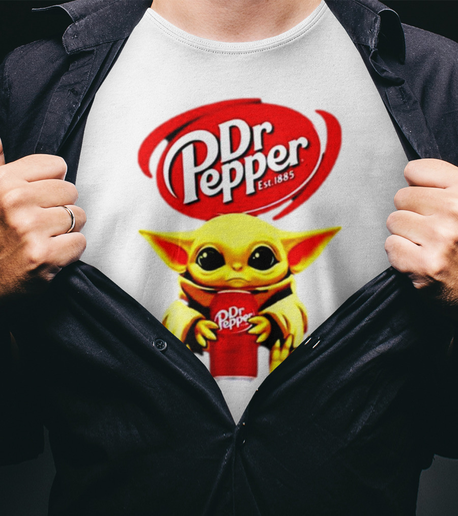 Dr Pepper Baby Yoda Holding Soda Can T-Shirt