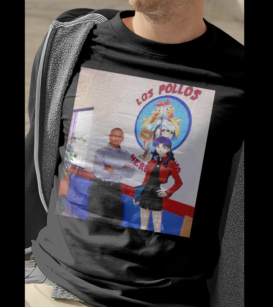 Breaking Bad Los Pollos Hermanos Gus And Evangelion Misato Crossover T-Shirt