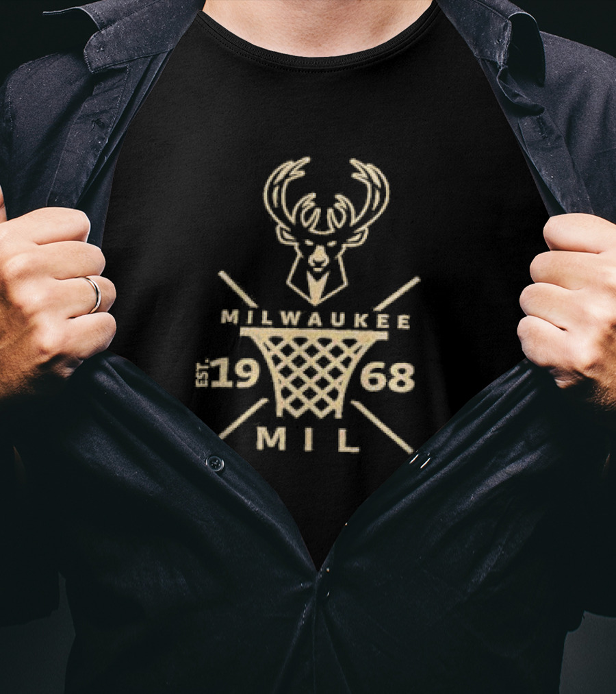 Milwaukee Bucks Est. 1968 Deer Logo 1111 Vel R. Phillips Ave Milwaukee T-Shirt