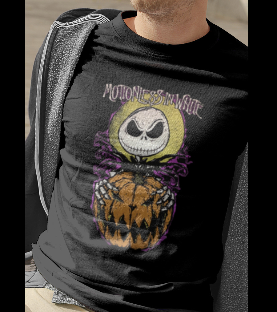 Motionless In White Halloween Skeleton Holding Pumpkin T-Shirt