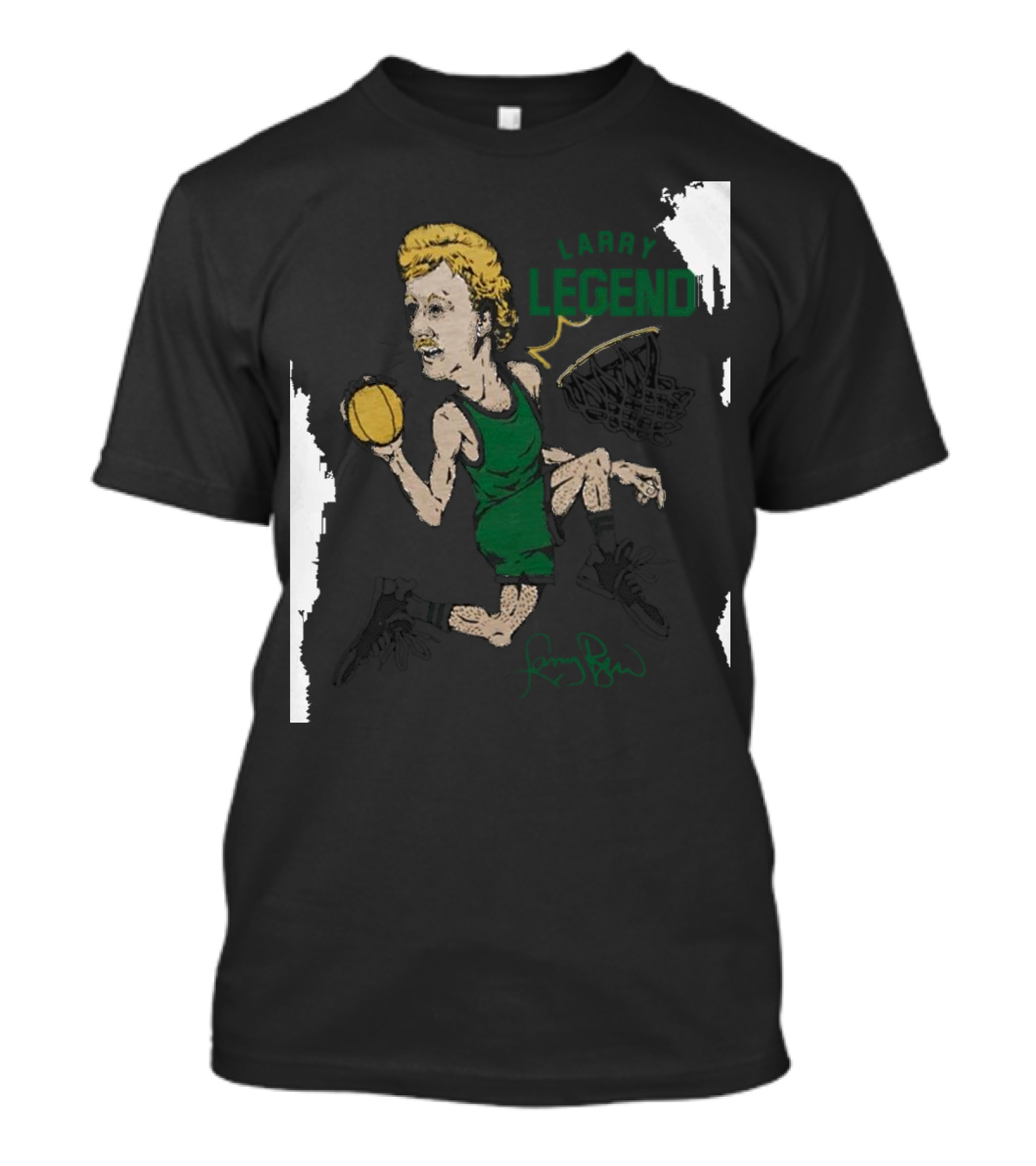 Dave Portnoy Wearing Larry Legend Basketball Art With Larry Bird Signature T-Shirt